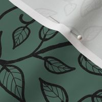Stems And Leaves On Dark Green