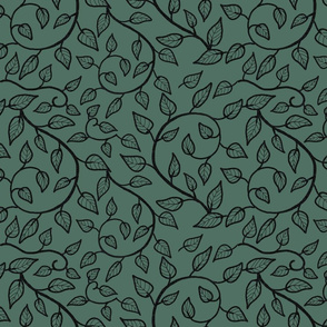 Stems And Leaves On Dark Green