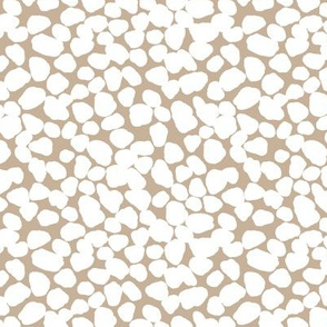 Minimalist fat messy pebble abstract animal print smudge and staines ink spots boho nursery neutral white on latte beige 