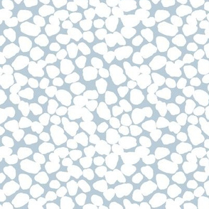 Minimalist fat messy pebble abstract animal print smudge and staines ink spots boho nursery neutral white on cool blue