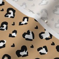 Little Valentine hearts leopard design messy animal print boho nursery trend caramel beige white black 