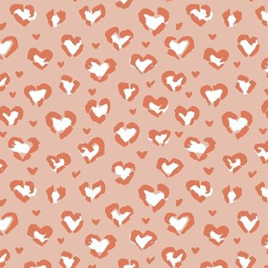 Little Valentine hearts leopard design messy animal print boho nursery trend coral blush orange vintage seventies 