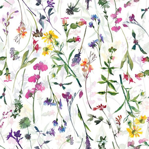 Watercolor hand drawn Summer Wild Garden Flowers 1 - Double Layer
