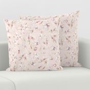 Watercolor Spring Flowers Cherry Blossoms, Cherry Blossom Pattern, Spring Pattern, double layer on blush pink 