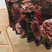 Vintage Real Moody Florals - Dark nostalgic Roses And chrysantems black double layer