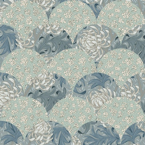 cozy blue patches six inch scallop