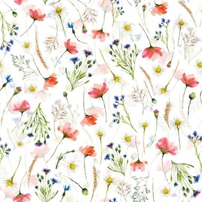Scandinavian hygge hand painted Wildflower Meadow double layer
