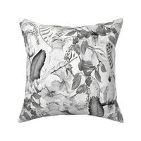 Pink Cockatoo Tropical Exotic Flower Jungle  double layer black and white