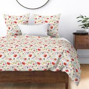 Simply Watercolor Wildflowers And Poppies Scandi Hygge Meadow double Layer on white