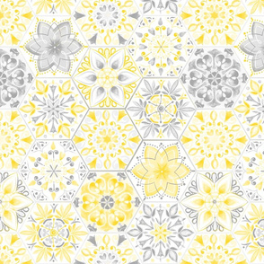 Patches of Painterly Polygons in Yellow and Gray