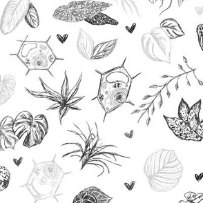 Plant Cell Love - Monochrome Wallpaper