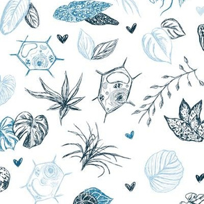 Plant Cell Love - Blue Wallpaper