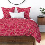 dreamy rose garden bedding - viva magenta and pale khaki - xlarge