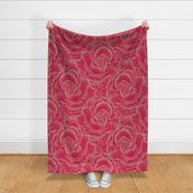 dreamy rose garden bedding - viva magenta and pale khaki - xlarge