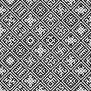Abundance - Ethno Slavic Symbols - White Black - Amulet Folk Ornament - Ethnic Obereg - Middle