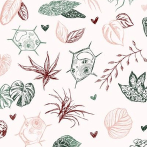 Plant Cell Love - Color on Pink Wallpaper