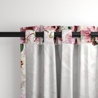 Vintage Spring Flowers Peonies Magnolia On White Double layer