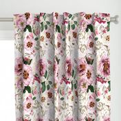 Vintage Spring Flowers Peonies Magnolia On White Double layer