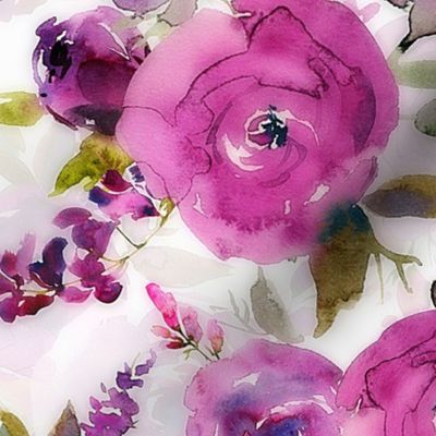 Lush Hand Drawn Watercolor Florals