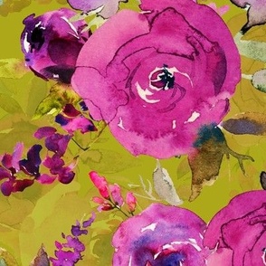 Lush Hand Drawn Watercolor Florals 
