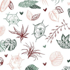 Plant Cell Love - Color on White Wallpaper