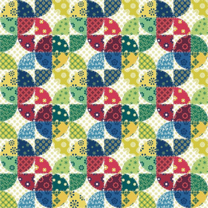 Colorful geometric floral quilt