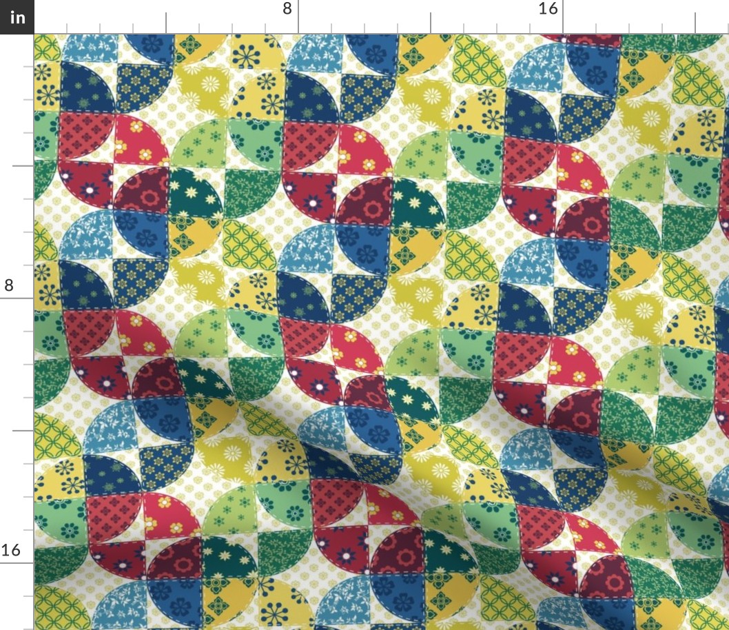 Colorful geometric floral quilt