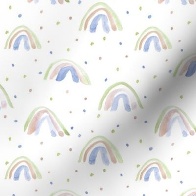 whimsical watercolor rainbows with dots painted rainbow design for modern nursery baby kids a114-2