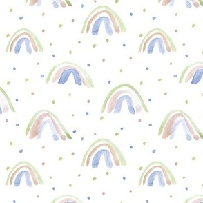 whimsical watercolor rainbows with dots painted rainbow design for modern nursery baby kids a114-2