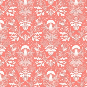 Mushrooms forest damask light pink