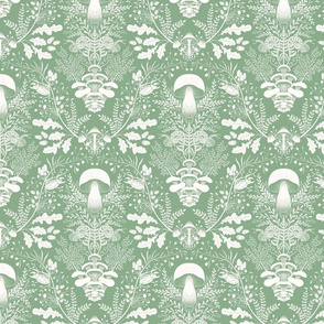 Mushrooms forest damask mint