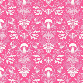 Mushrooms forest damask pink