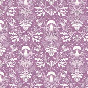 Mushrooms forest damask purple 