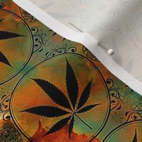 Marijuana leaf medallion earth 
