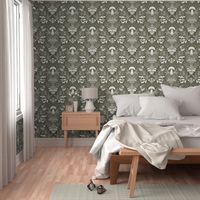 Mushrooms forest damask sage green_ mint green 