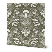 Mushrooms forest damask sage green_ mint green 