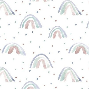whimsical watercolor rainbows with dots painted rainbow design for modern nursery baby kids a114-6