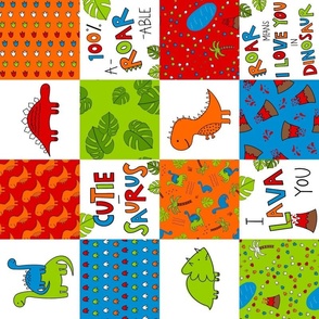 dino cheater quilt red