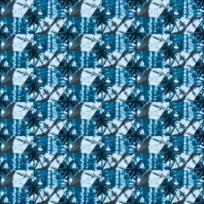 Boho Diamond Shibori Patchwork- Indigo Cerulean Baby Blue- Small Scale