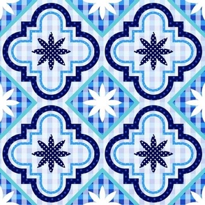 Normal scale • Blue Tile Patchwork coordinate