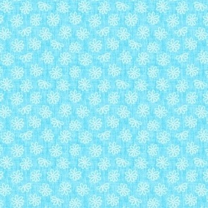 Tiny Scattered White Flowers on Baby Blue Woven Texture