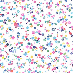 Ditsy flowers Multicolored white Small