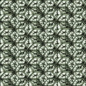 Diamond Shibori Hexagons- Artichoke Deep Olive Green- Small Scale