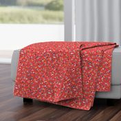 Red Ditsy floral Small floral Nursery floral Scarlet Red Small