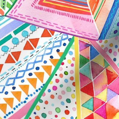 Cheater Quilt Triangles - Colorful geometric patchwork - Medium