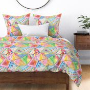 Cheater Quilt Triangles - Colorful geometric patchwork - Medium