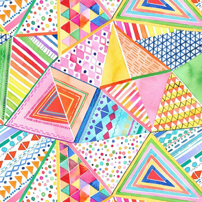 Cheater Quilt Triangles - Colorful geometric patchwork - Medium