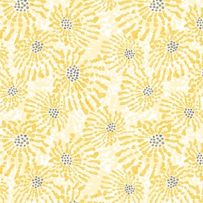Soft painterly floral shining yellow with grey dots (small)