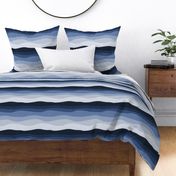 Stitched Waves - textured blue ombre- medium scale