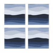 Stitched Waves - textured blue ombre- medium scale